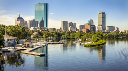 Photograph of Boston from a harbor